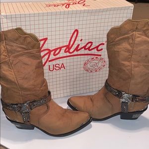 Vintage Tan Suede Slouchy Cowboy Boots